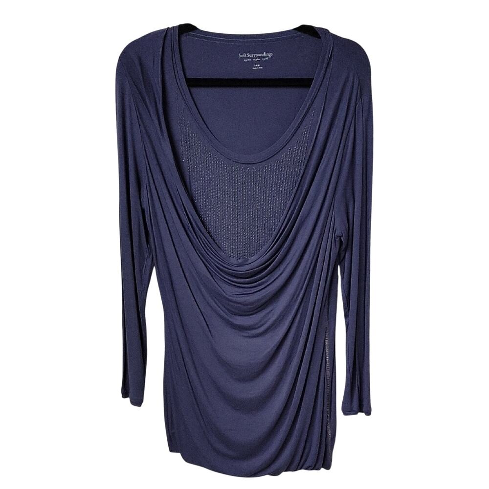Soft Surroundings Tunic Draped Sequin Neckline Top Womens Size Large NWT